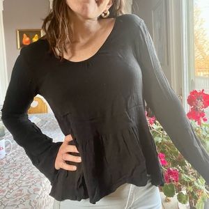 Black lightweight blouse with bell sleeves